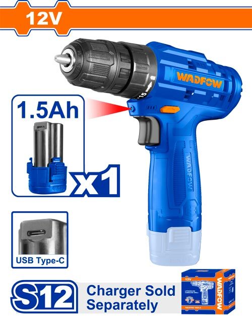 TALADRO ATORN A BATERIA 12V (TIPO C) 20NM - BAT - WCDS510 - WADFOW