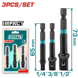 ADAPTADOR DE ATORNILLADOR DE IMPACTO PARA LLAVES TUBO 1/4 - 3/8 - 1/2 (3 PZS) - TOTAL