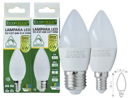 [9453] LAMPARA VELA LED 7W 3000K ECOVILLE