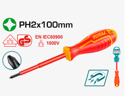 DESTORNILLADOR PHILLIPS AISLADO 1000V PH2X100MM - TOTAL THTISPH2100 6925582172355